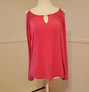 Thalia Sodi cold shoulder long sleeve top